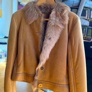Chic French Leather & Fur Coat